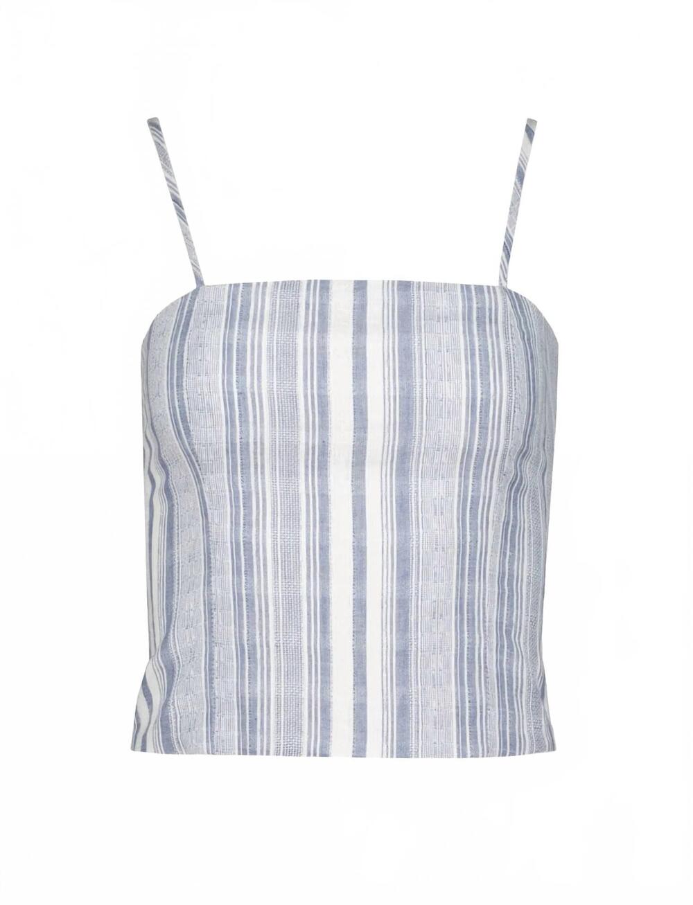 NEW BISHOP + YOUNG women's santa maria top in blue white stripe